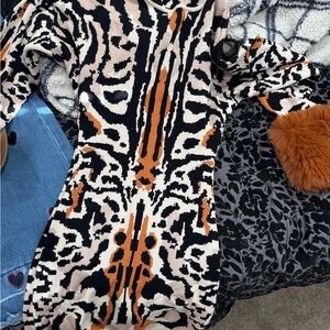Animal Print Sweater Dress